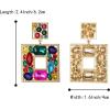 imageBriLove Art Deco Sparkly Rhinestone Geometric Emerald Cut Statement Dangle Earrings for Women Multicolor Goldtone