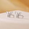 imageBriLove Dainty Simple 925 Sterling Silver Stud Earrings for WomenClassic HeartCelticButterfly Jewelry Gifts for Birthday Anniversary07Butterfly Clear
