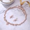 imageBriLove Wedding Jewelry for Bride Marquise CZ Flower Leaf Filigree Necklace Earrings Set Clear RoseGoldToned