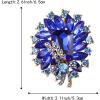 imageBriLove Women s Elegant Stunning Crystal Rhinestone Marquise Emerald Cut Leaf Knot Bouquet Brooch Pin for Party PromBlue GoldTone