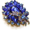 imageBriLove Women s Elegant Stunning Crystal Rhinestone Marquise Emerald Cut Leaf Knot Bouquet Brooch Pin for Party PromBlue GoldTone