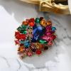 imageBriLove Women s Elegant Stunning Crystal Rhinestone Marquise Emerald Cut Leaf Knot Bouquet Brooch Pin for Party PromMulticolor GoldTone