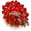 imageBriLove Women s Elegant Stunning Crystal Rhinestone Marquise Emerald Cut Leaf Knot Bouquet Brooch Pin for Party PromRuby Color GoldTone