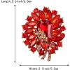 imageBriLove Women s Elegant Stunning Crystal Rhinestone Marquise Emerald Cut Leaf Knot Bouquet Brooch Pin for Party PromRuby Color GoldTone