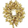 imageBriLove Women s Elegant Stunning Crystal Rhinestone Marquise Emerald Cut Leaf Knot Bouquet Brooch Pin for Party PromRuby Color GoldTone