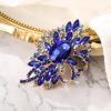 imageBriLove Womens Stunning Crystal Rhinestone Marquise Large Flower Bow Brooches Scarf Decoration Brooch Pin for Wedding PartyBlue GoldTone