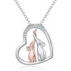 imageBriLove 925 Sterling Silver CZ Dainty Good Luck Mothers Day Elephant Heart Pendant Necklace Gift for WomenClear SilverTone