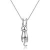 imageBriLove Dainty Cute 925 Sterling Silver Cat Pendant Necklaces Gift for Women Cat Lovers BirthdayAnniversaryChristmasClear SilverTone