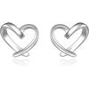 imageBriLove Dainty Simple 925 Sterling Silver Stud Earrings for WomenClassic HeartCelticButterfly Jewelry Gifts for Birthday Anniversary01Stud Heart