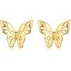 imageBriLove Dainty Simple 925 Sterling Silver Stud Earrings for WomenClassic HeartCelticButterfly Jewelry Gifts for Birthday Anniversary08Butterfly Gold