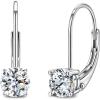 imageBriLove Moissanite Earrings for Women925 Sterling Silver Created Diamond Jewelry Brilliant Round Cut Moissanites Leverback Drop EarringsClear SilverTone