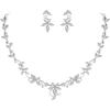 imageBriLove Wedding Jewelry for Bride Bridesmaid Gorgeous Shiny Marquise CZ Flower Leaf Filigree Necklace Earrings Set for Wedding Party Prom Accessories01SilverTone