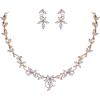 imageBriLove Wedding Jewelry for Bride Marquise CZ Flower Leaf Filigree Necklace Earrings Set Clear RoseGoldToned