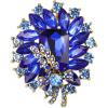 imageBriLove Women s Elegant Stunning Crystal Rhinestone Marquise Emerald Cut Leaf Knot Bouquet Brooch Pin for Party PromBlue GoldTone