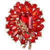 imageBriLove Women s Elegant Stunning Crystal Rhinestone Marquise Emerald Cut Leaf Knot Bouquet Brooch Pin for Party PromRuby Color GoldTone