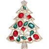 imageBriLove Womens Christmas Tree Brooch Xmas MultiShape Rhinestone Pin Costume Gift Multicolor GoldTone