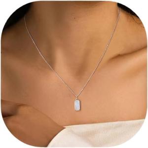 imageBriLove 925 Sterling Silver Minimalistic Moonstone Choker Pendant Necklace Gift for WomenClear SilverTone