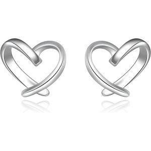 imageBriLove Dainty Simple 925 Sterling Silver Stud Earrings for WomenClassic HeartCelticButterfly Jewelry Gifts for Birthday Anniversary01Stud Heart