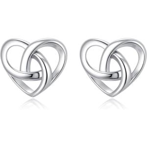 imageBriLove Dainty Simple 925 Sterling Silver Stud Earrings for WomenClassic HeartCelticButterfly Jewelry Gifts for Birthday Anniversary03Celtic Heart