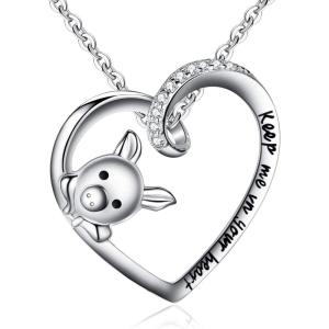 imageBriLove Gifts for Mom Women 925 Sterling Silver Cubic Zirconia Engraved Keep Me in Your Heart Cute Pig Pendant Necklace Gift for Mothers DayValentines DayBirthdayChristmasAnniversaryKeep Me In Your Heart