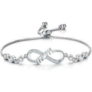 imageBriLove Mothers Day Bracelet for MomGorgeous Cubic Zirconia Dainty Infinity Bracelets Gift for Women BirthdayMothers DayValentines DayChristmasClear SilverTone