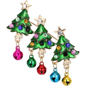 imageBriLove Womens Christmas Tree Bell Brooch Xmas Enamel Pin Gifts for Holiday