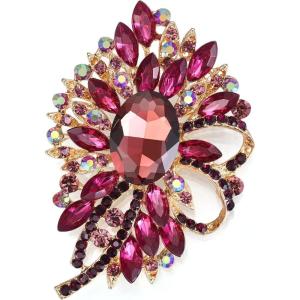 imageBriLove Womens Stunning Crystal Rhinestone Marquise Large Flower Bow Brooches Scarf Decoration Brooch Pin for Wedding PartyDeep Amethyst Color GoldTone