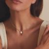 imageBriLove 925 Sterling Silver Nature Stone Minimalistic Moonstone Opal Agate Choker Pendant Necklace Gift for Women BirthdayMothers DayValentines DayChristmasOval Moonstone