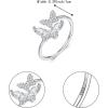 imageBriLove Womens 925 Sterling Silver Cubic Zirconia Dainty Butterfly Adjustable Statement Ring Jewelry Gifts for Valentines DayBirthdayAnniversaryClear SilverTone