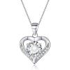 imageBriLove Romance Love Heart Moissanite Necklaces for Women925 Sterling Silver Elegant Anniversary Eternity Jewelry Pendant Gift for Mom Wife Mothers DayClear SilverTone
