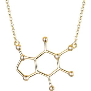 imageBriLove 925 Sterling Silver Caffeine Molecule Cast Pandent Choker Necklace Gift for Women Mothers DayValentines DayBirthdayChristmasAnniversaryGoldTone