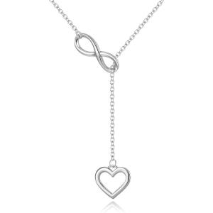 imageBriLove 925 Sterling Silver Dainty Infinity Love Heart Pendant Necklace Gift for Women BirthdayMothers DayValentines DayChristmasClear SilverTone