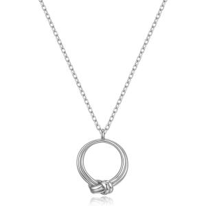 imageBriLove Dainty Elegant 925 Sterling Silver Circle Knot Pendant Choker Necklace Gift for BirthdayMothers DayValentines DayChristmas Jewelry