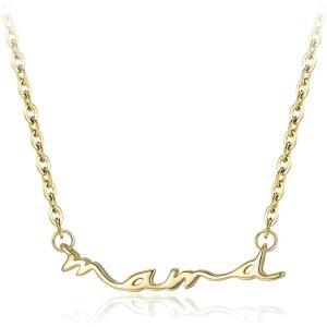 imageBriLove Mama Necklace 925 Sterling Silver Mom Necklace for Women Dainty Mother Jewelry Cute Pendant Necklaces Gift for Mothers DayBirthdayValentines DayChristmasClear GoldTone