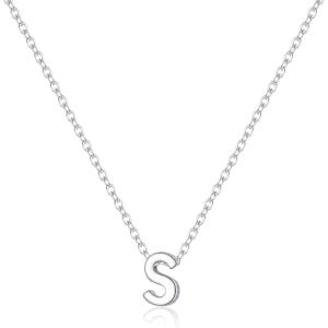 imageBriLove Personalized 925 Sterling Silver Dainty Small Tiny Initial Heart Pendant Choker Necklace Gift for Women Mothers DayValentines DayBirthdayChristmasAnniversaryAInitial S Necklace