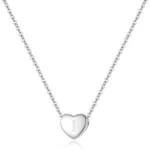 imageBriLove Personalized 925 Sterling Silver Dainty Small Tiny Initial Heart Pendant Choker Necklace Gift for Women Mothers DayValentines DayBirthdayChristmasAnniversaryI