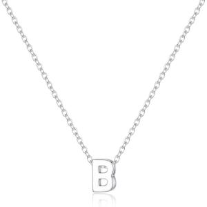 imageBriLove Personalized 925 Sterling Silver Dainty Small Tiny Initial Heart Pendant Choker Necklace Gift for Women Mothers DayValentines DayBirthdayChristmasAnniversaryAInitial B