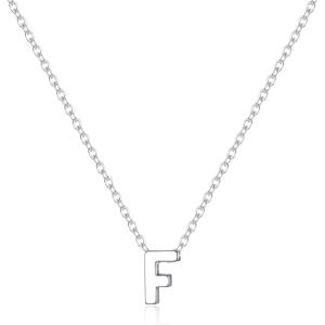 imageBriLove Personalized 925 Sterling Silver Dainty Small Tiny Initial Heart Pendant Choker Necklace Gift for Women Mothers DayValentines DayBirthdayChristmasAnniversaryAInitial F