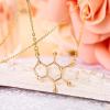 imageBriLove 925 Sterling Silver Caffeine Molecule Cast Pandent Choker Necklace Gift for Women Mothers DayValentines DayBirthdayChristmasAnniversaryGoldTone
