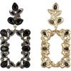 imageBriLove Art Deco Sparkly Rhinestone Marquise Teardrop Rectangle Geometric Statement Dangle Earrings for Women Party Prom AccessoriesBlack GoldToned