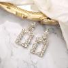 imageBriLove Art Deco Sparkly Rhinestone Marquise Teardrop Rectangle Geometric Statement Dangle Earrings for Women Party Prom AccessoriesClear GoldToned