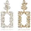 imageBriLove Art Deco Sparkly Rhinestone Marquise Teardrop Rectangle Geometric Statement Dangle Earrings for Women Party Prom AccessoriesClear GoldToned