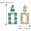 imageBriLove Art Deco Sparkly Rhinestone Marquise Teardrop Rectangle Geometric Statement Dangle Earrings for Women Party Prom AccessoriesEmerald Color GoldToned