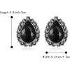 imageBriLove Womens Fashion Crystal Teardrop Oval Stud Earrings for Paryt PromBlack AntiqueSilvertone