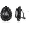imageBriLove Womens Fashion Crystal Teardrop Oval Stud Earrings for Paryt PromBlack BlackTone