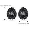 imageBriLove Womens Fashion Crystal Teardrop Oval Stud Earrings for Paryt PromBlack BlackTone