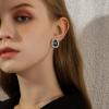 imageBriLove Womens Fashion Crystal Teardrop Oval Stud Earrings for Paryt PromBlack SilverTone