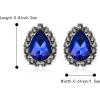 imageBriLove Womens Fashion Crystal Teardrop Oval Stud Earrings for Paryt PromBlue AntiqueSilvertone