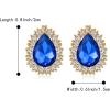 imageBriLove Womens Fashion Crystal Teardrop Oval Stud Earrings for Paryt PromBlue GoldTone