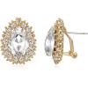 imageBriLove Womens Fashion Crystal Teardrop Oval Stud Earrings for Paryt PromClear GoldTone